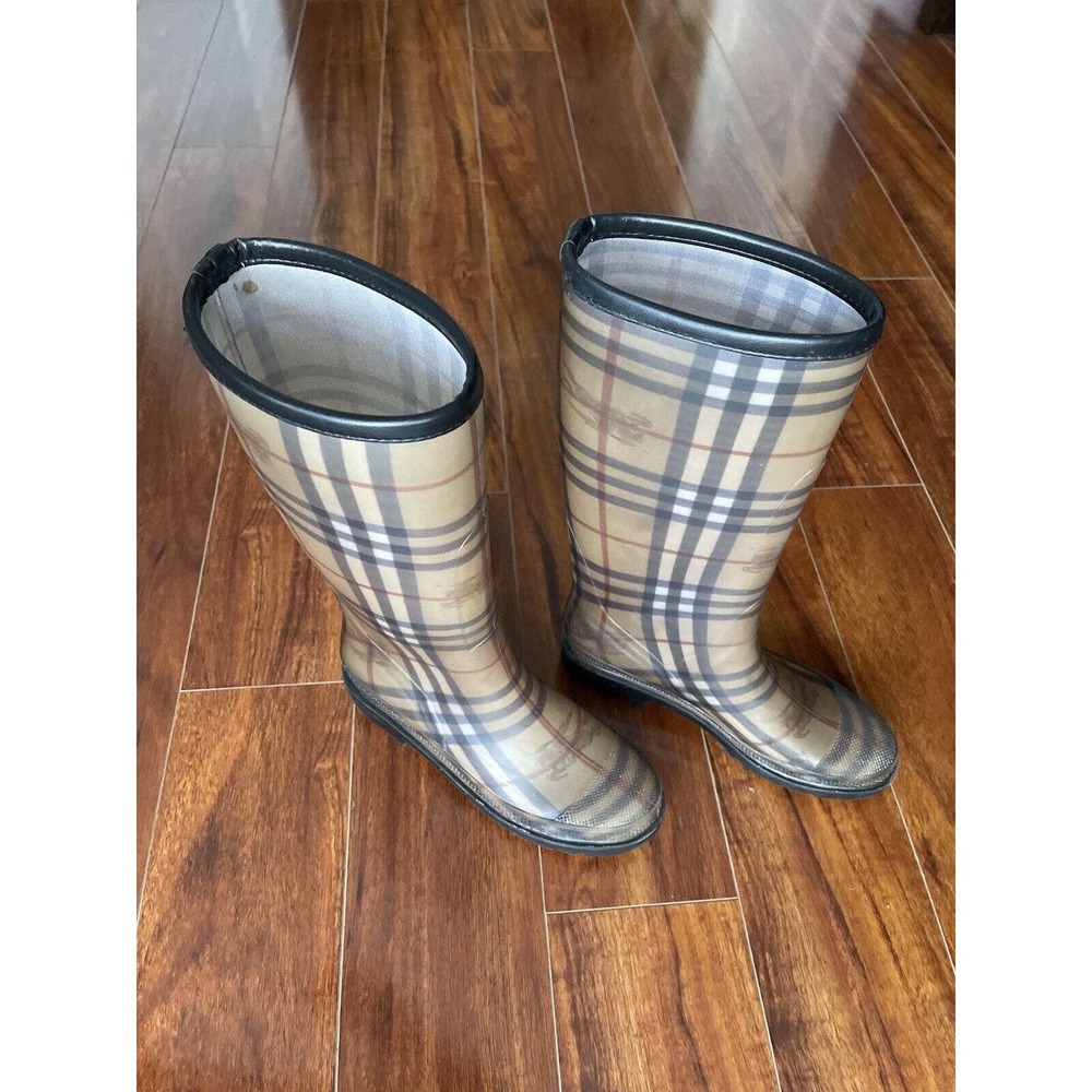 Burberry Plaid Rain Boots Size 5 EU 38 Check Nova